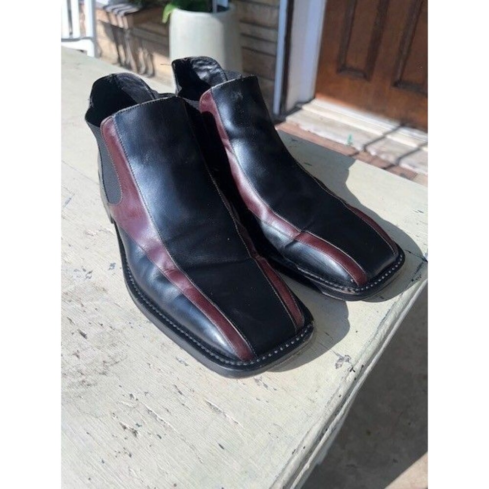 Mezlan Mn’s Vtg Hand Made Black Dress Shoes Cognac Trim Size 11M Spain